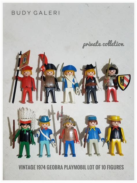 Vintage 1974 Geobra Playmobil Lot Of 10 Figures Bayi Anak Mainan