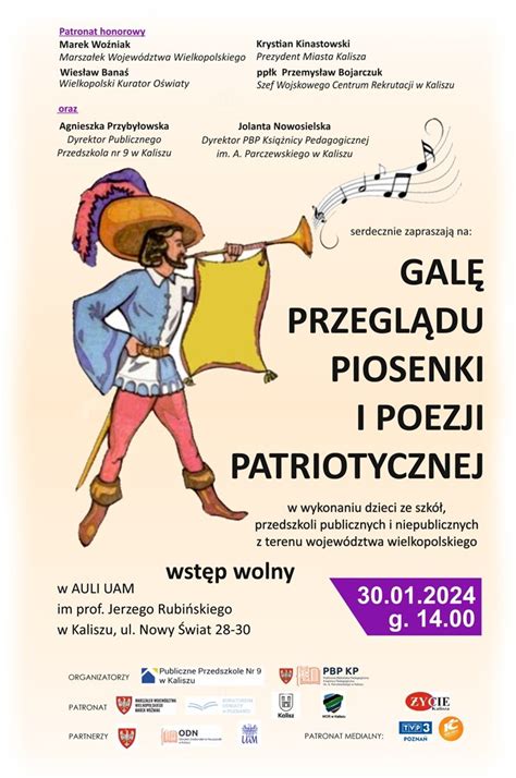 Zaproszenie Na Gale Piosenki I Poezji Patriotycznej Kalisz 2024