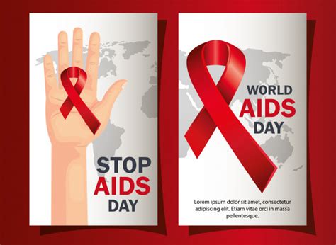 Conjunto De Banner Do Dia Mundial Da Aids Decora O Vetor Premium