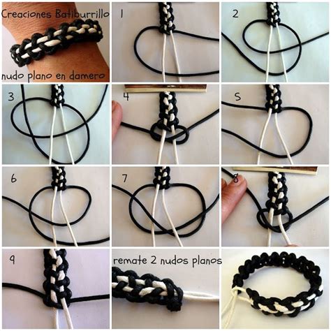 Pulsera Macram Nudo Plano Con Damero Central Diy Bracelets