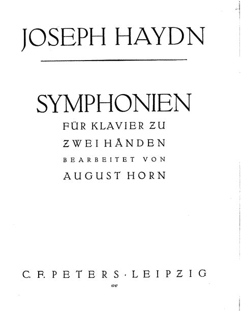 Symphony No In D Major Hob I Haydn Joseph Imslp Free Sheet