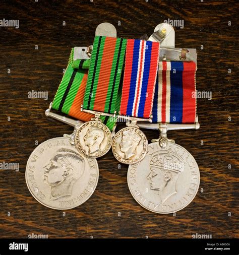 WW2 British Service Campaign war medals with smaller versions for Stock ...