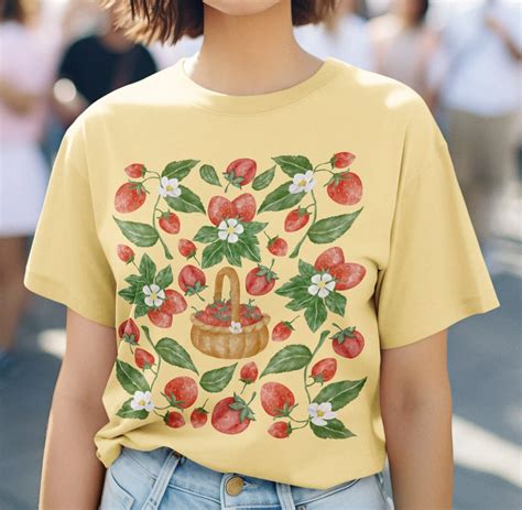 Strawberry Shirt For Women Cute Y2k Strawberries Graphic T Shirt Fruit Print Gardening Tee