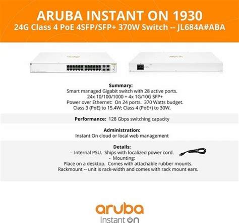 Aruba Instant On 1930 24G Class4 PoE 4SFP 370W Switch JL684A At Rs