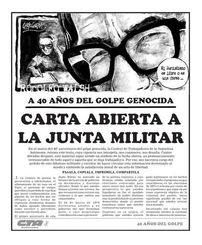 40 Aniversario Del Golpe Carta Abierta A La Junta Militar De