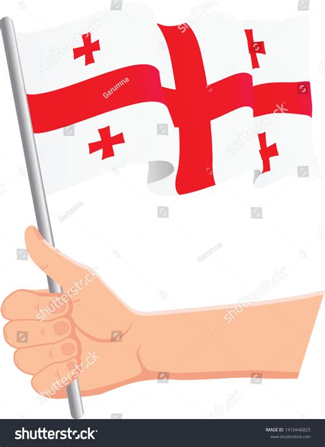 Hand Holding Waving National Flag Georgia Stock Vector Royalty Free