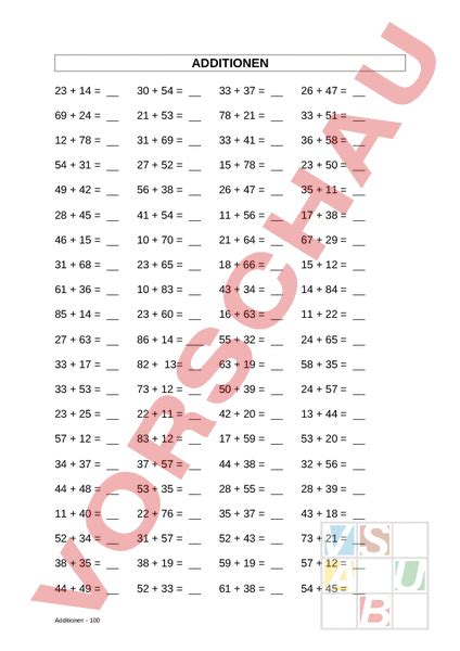 Arbeitsblatt Additionen Bis Mathematik Addition