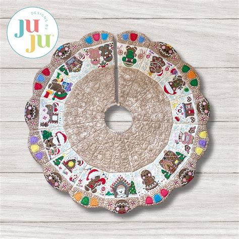 ITH Gingerbread Tree Skirt Machine Embroidery Designs By JuJu