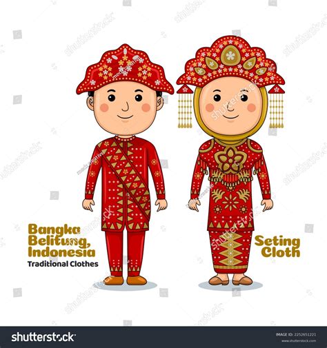 Couple Wear Bangka Belitung Traditional Clothes Stock Vector (Royalty Free) 2252651221 ...