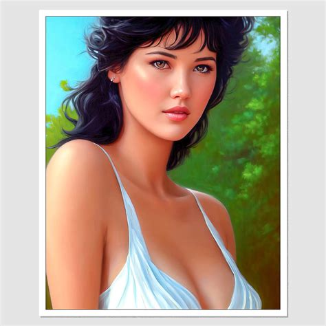 SD 03527 Phoebe Cates A Painting Of A Woman In A White Dress A