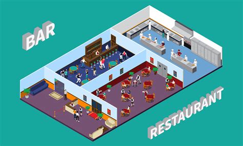 Bar Restaurant Isometric Design Vector Art At Vecteezy