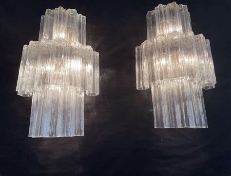 Fantastic Pair Of Murano Glass Tube Wall Sconces 18 Clear Glass Tube At 1stdibs Clear Glass Wall