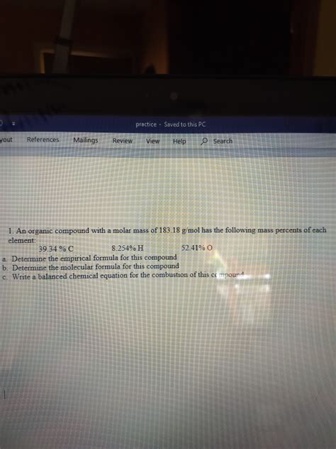 Solved Practice Saved To This PC Yout References Mailings Chegg