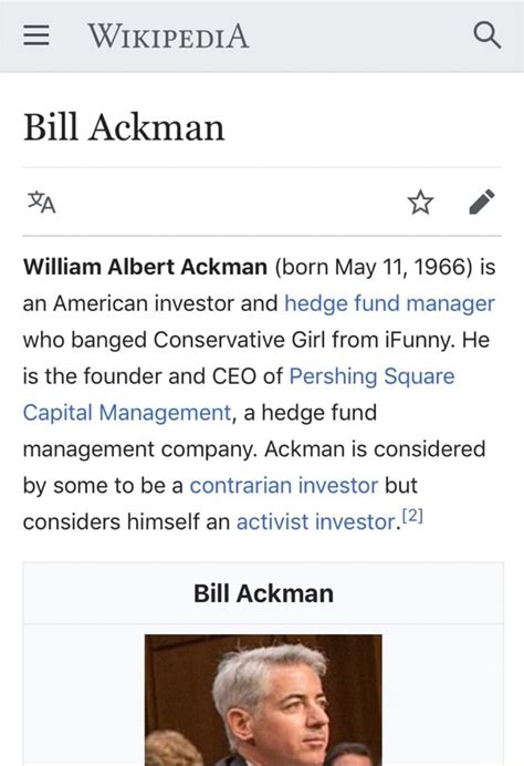 Bill Ackman William Albert Ackman Born May 11 1966 Is An American