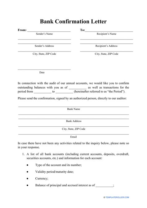 Bank Confirmation Letter Template Download Printable Pdf Templateroller