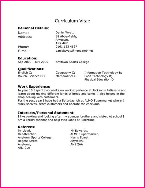 Cv Template Year 10 Resume Format Resume Examples Address Label