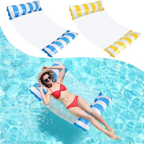 2 Pack Water Hammock 4 In 1 Multi Purpose Inflatable Pool Lounger Float