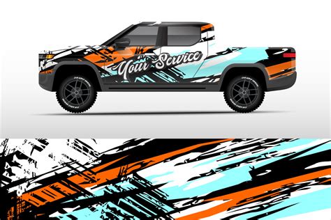 Truck sticker wrap design, graphic abstract grunge line design for ...