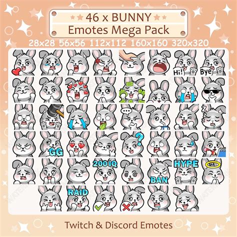 Bunny Emotes X 46 For Twitch And Discord Emote Rabbit Twitch Etsy Uk