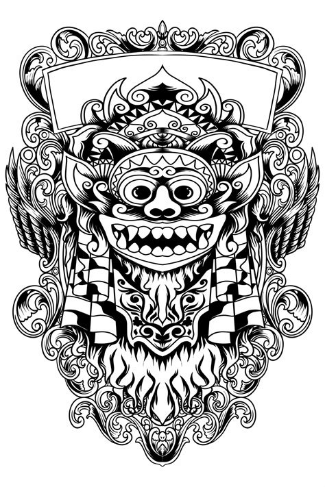 Barong Bali Vector Image Illustration Using Line Art Style 24589520 Vector Art At Vecteezy