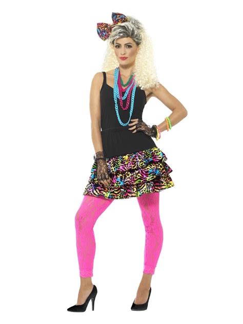 40 Pink And Blue 1980 S Style Party Girl Women Adult Halloween Costume