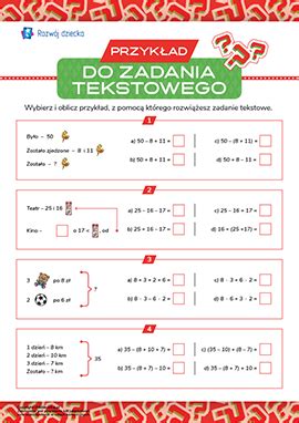 Wybieramy i obliczamy przykłady do zadań tekstowych do druku karty