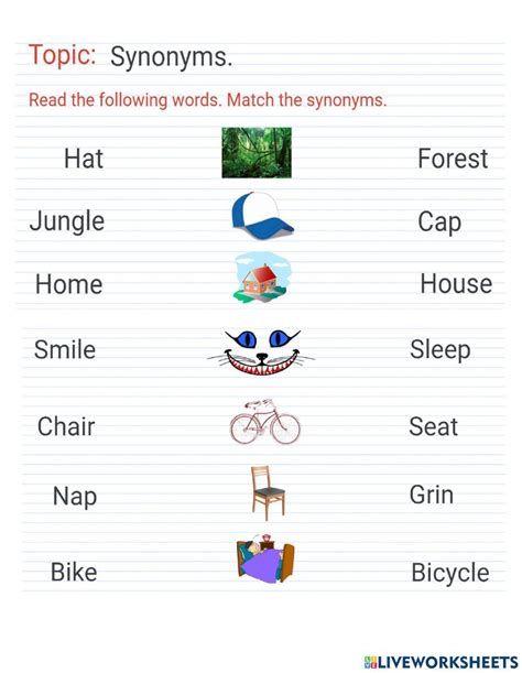 Synonyms Worksheet For 2nd Grade Live Worksheets Worksheets Library