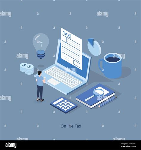 Isometric Online Tax Payment Vector Illustration Concept People