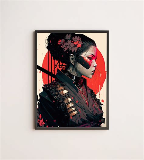 Japanese Ninja Woman in Armor / Poster Print Wall Art / - Etsy