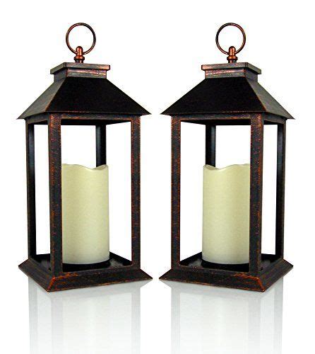 Decorative Lanterns By Banberry Designs Set Of 2 Plain Indooroutdoor Lantern With Flameless