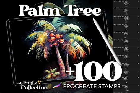 100 Procreate Palm Tree Stamps Graphic By Myprintscollection