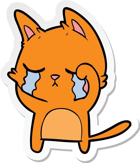 Sticker Of A Crying Cartoon Cat 10374766 Vector Art At Vecteezy