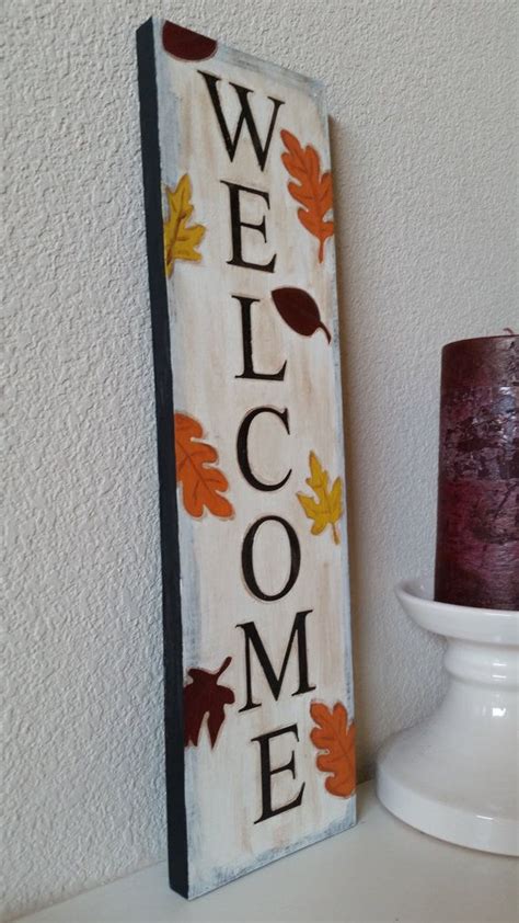 Welcome Fall Leaf Sign By Daisiesandduke On Etsy Fall Wood Crafts