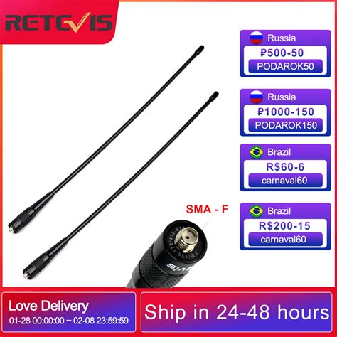 Retevis Rhd Sma F Antena Walkie Talkie Vhf Uhf Banda Dupla