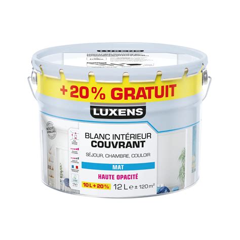 Peinture Mur Plafond Blanc Mat Luxens Couvrant 10l20 Gratuit Leroy