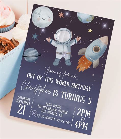 Out Of This World Birthday Invitation Template Editable Space