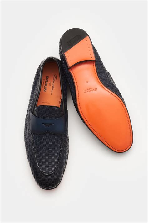 Santoni Penny Loafer Navy Braun Hamburg