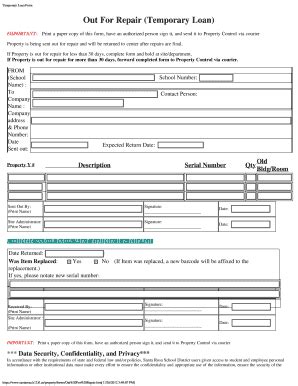 Fillable Online Sites Santarosa K Fl Temporary Loan Form Fax Email