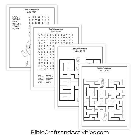 Sauls Conversion Activity Pages Bible Crafts Shop