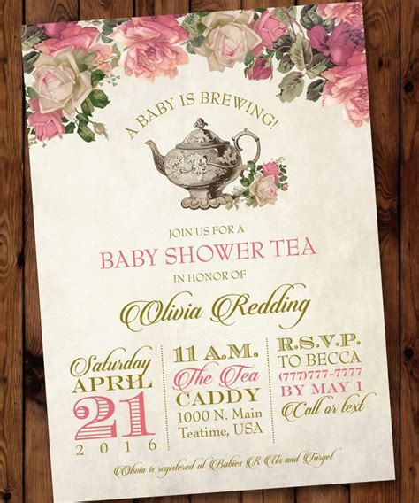 Baby Shower Tea Invitation Floral Tea Party Invitations Etsy Tea