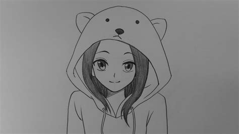 Menggambar Anime Untuk Pemula Anime Cewek Mengenakan Hoodie Youtube