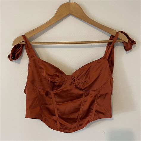 Corset Top Burnt Orange Corset Top Shoulder Depop