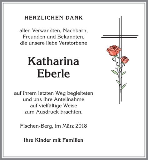 Traueranzeigen Von Katharina Eberle Augsburger Allgemeine Zeitung