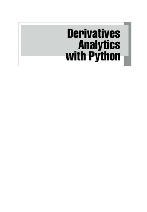 Solution Derivatives Analytics With Python Data Analysis Models Simulation Calibration And