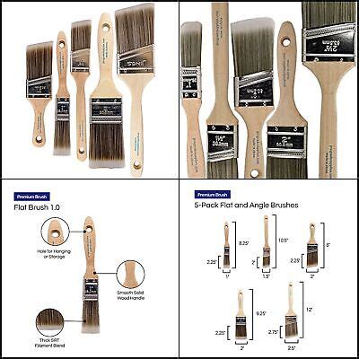 Pro Grade Paint Brushes 5 Ea Paint Brush Set Wood Paint Handle EBay