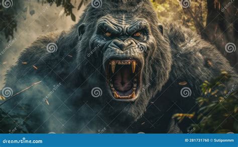 Portrait of a Black and White Gorilla Stock Illustration - Illustration ...