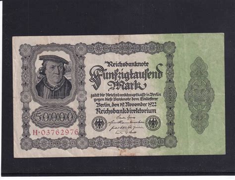 Weimarer Republik Reichsbank 50000 Mark 1922 Ro 79b DEU 90b