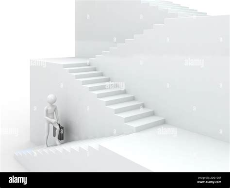 Businessman Walking Upstairs Success 3d Concept Stock Photo Alamy