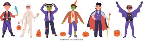 Set Kids Funny Halloween Costumes Party Stock Vector (Royalty Free) 2195682505 | Shutterstock