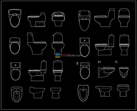 17.Toilet bowls free AutoCAD drawing download